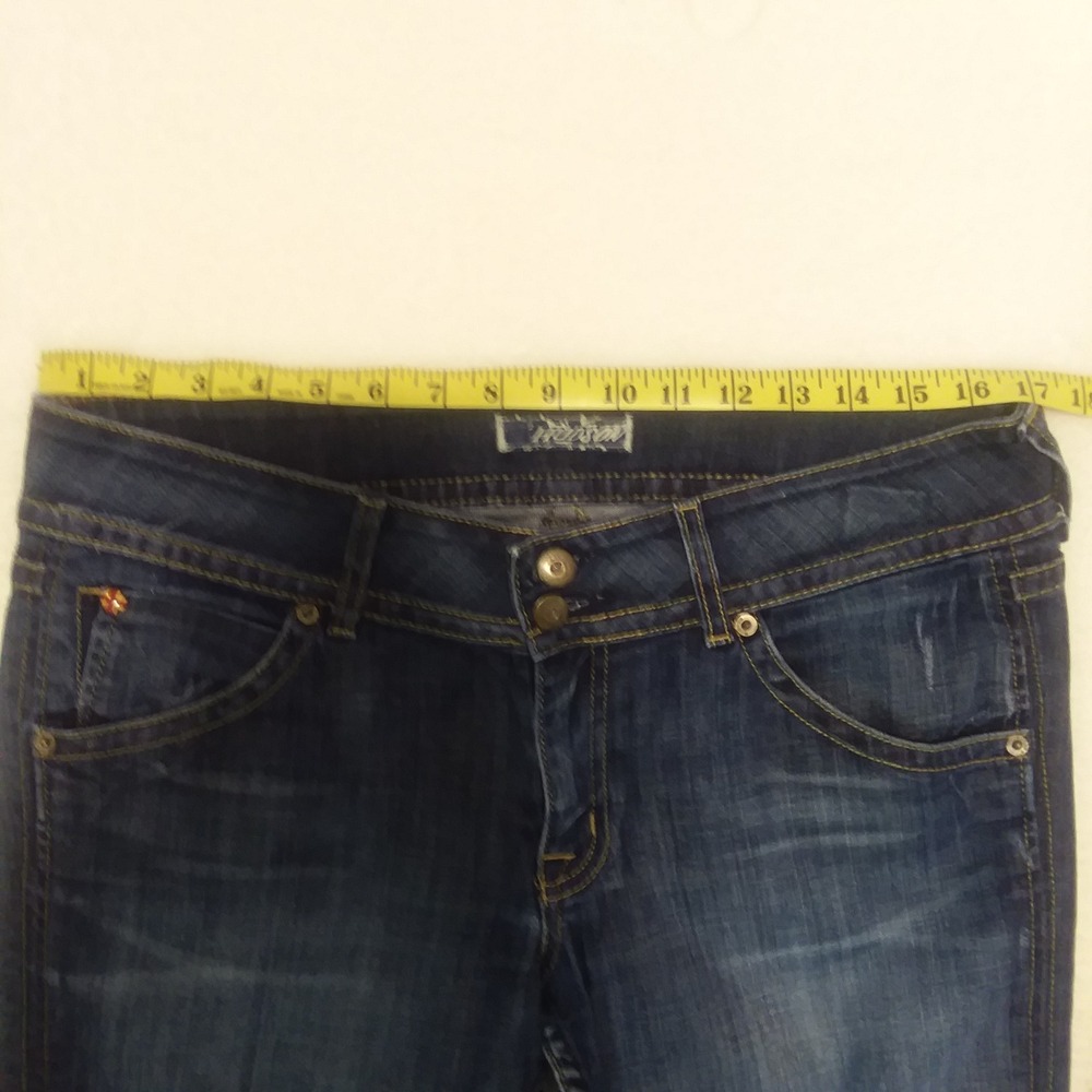 Hudson Jeans Low Rise Bootcut Triangle Flap Pocket Dark Blue Wash Size31 USA Y2K - Picture 11 of 15
